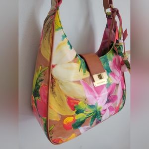 New Vintage Brahmin Bright Floral Purse Handbag Satchel Shoulder Bag